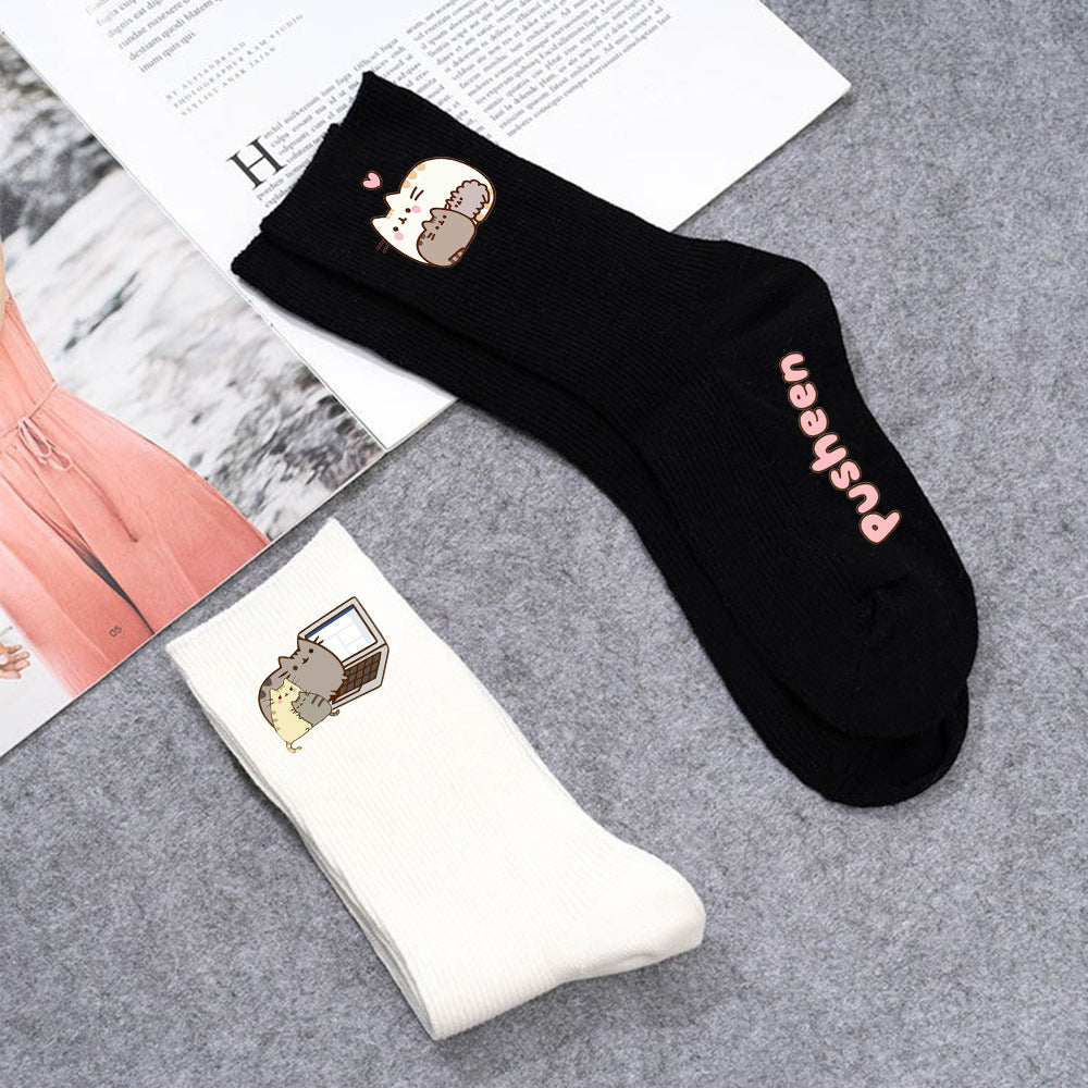 Wholesale Anime Cute Cat Mid Tube Cotton Socks